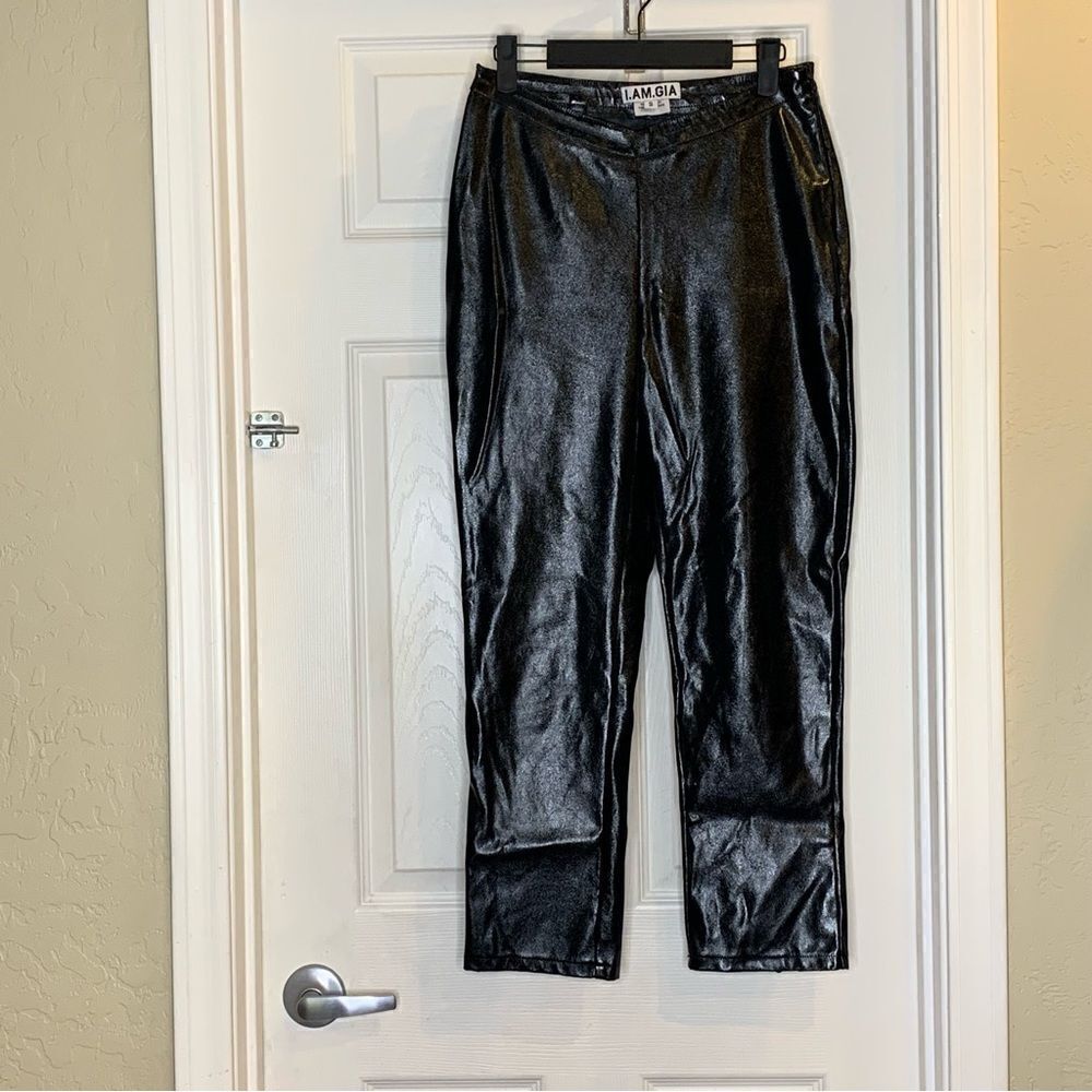 I.AM.GIA Faux Leather Cropped Pants Black Size Small